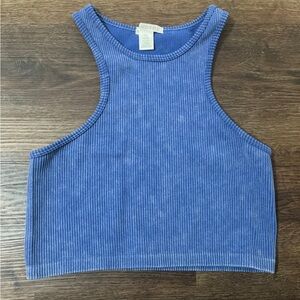 Bozzolo Blue Ribbed Crop Top
